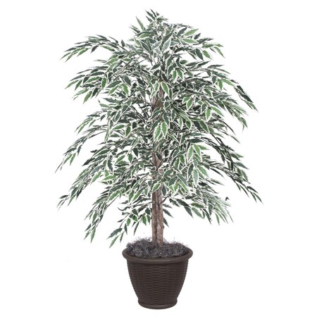 Dare2Decor 4 ft. Variegated Smilax Bush in Container Decorative Plant, Green, White DA3260614